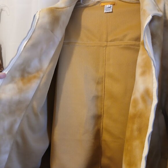 New Fleece Full Zip up Jacket women Plus 1X Tan Die collared w/ Pockets Trucker - Picture 7 of 10